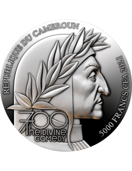 PARADISO The Divine Comedy 700th Anniversary 5 Oz Silver Coin 5000 Francs Cameroon 2021 - Coins & More - Camerún