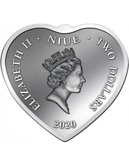 HEART IN THE HEART Shape Silver Coin 2$ Niue 2020 - Coins & More - Niue