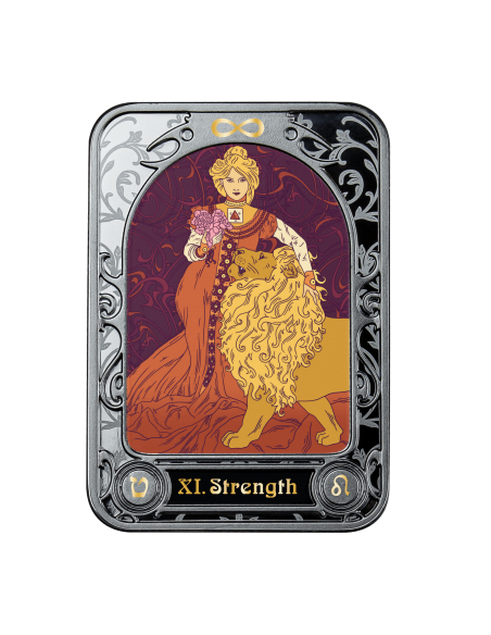 STRENGTH Tarot Silver Coin 1000 Francs Cameroon 2021 - Coins & More - Camerun