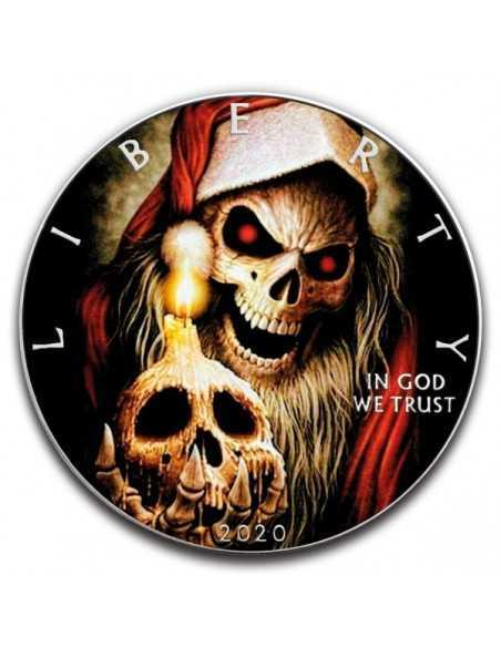 CHRISTMAS SKELETON GRINCH 1 Oz Silver Colorized coin 1$ Silver Eagle USA 2020