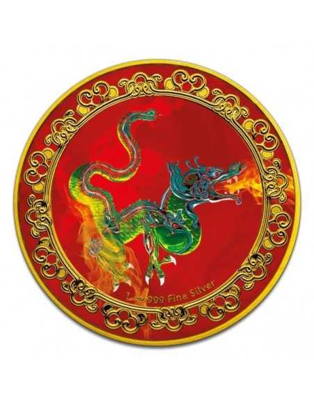 THE YELLOW BURNING SNAKE Celestial Animals 1 Oz Silver Gold Gilded Coin 2$ Dollars Niue 2020 - Coins & More - Niue