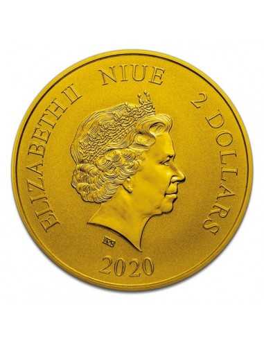 THE YELLOW BURNING SNAKE Celestial Animals 1 Oz Silver Gold Gilded Coin 2$ Dollars Niue 2020 - Coins & More - Niue
