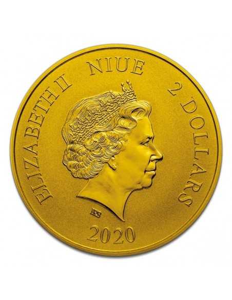 THE YELLOW BURNING SNAKE Celestial Animals 1 Oz Silver Gold Gilded Coin 2$ Dollars Niue 2020 - Coins & More - Niue