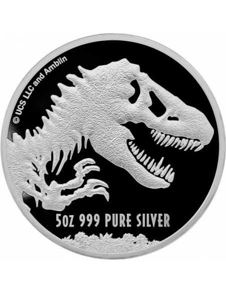 JURASSIC PARK WORLD 5 Oz Premium Silver Coin 10$ Dollars Niue 2021 - Coins & More - Niue