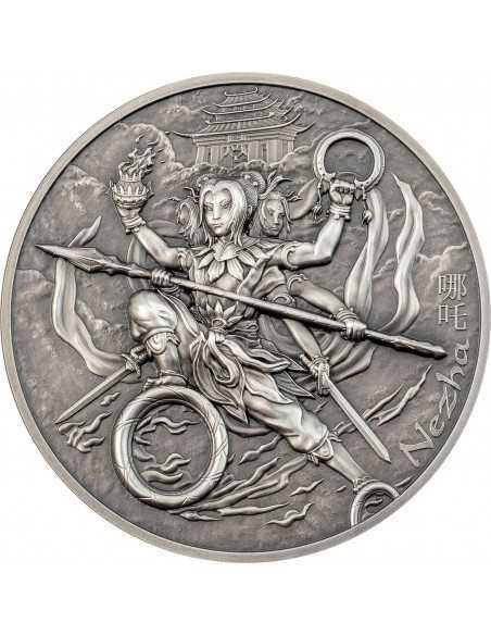 NEZHA AND HIS NINE WEAPONS Mythology 2 Oz Silver Coin 10$ Cook Islands 2021 - Coins & More - Isole Cook