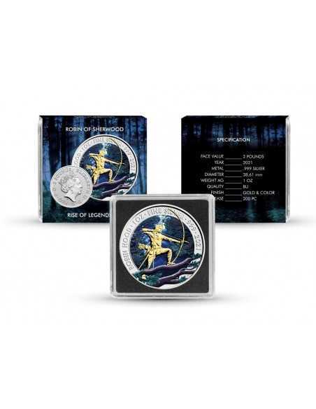 ROBIN OF SHERWOOD Rise Of Legends 1 Oz Silver & Gold Coin 2 Pounds 2021 - Coins & More - United Kingdom