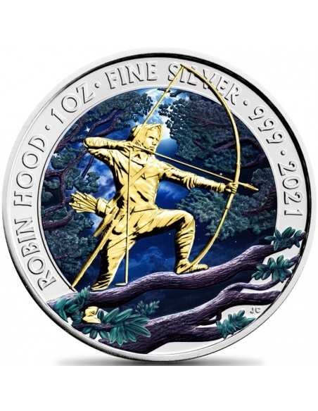 ROBIN OF SHERWOOD Rise Of Legends 1 Oz Silver & Gold Coin 2 Pounds 2021 - Coins & More - United Kingdom