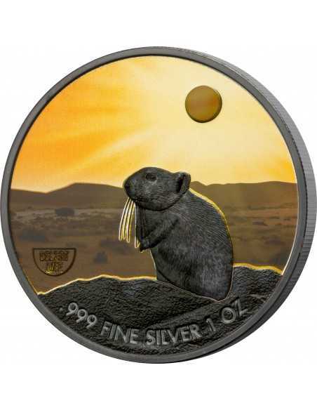 MONGOLIAN GERBIL Desert Life 1 Oz Silver Coin 2$ Niue 2020 - Coins & More - Niue