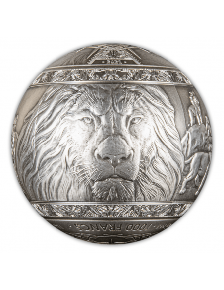 BIG FIVE LION Spherical 1 Kg Kilo Silver Coin 1000 Francs Djibouti 2021 - Coins & More - Afrique