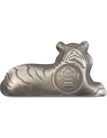 CHARMING TIGER Lunar Year 1 Oz Silver Coin 1000 Togrog Mongolia 2022 - Coins & More - Mongolia