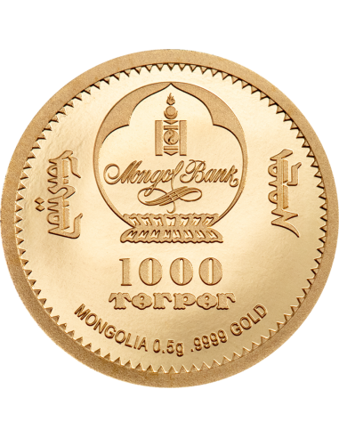 TIGER Lunar Year Gold Coin 1000 Togrog Mongolia 2022 - Coins & More - Mongolie