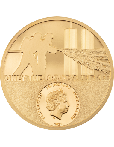 FIREFIGHTER Real Heroes 1 Oz Gold Coin 250$ Cook Islands 2021 - Coins & More - Îles Cook