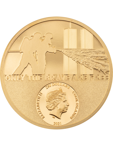 FIREFIGHTER Real Heroes 1 Oz Gold Coin 250$ Cook Islands 2021 - Coins & More - Îles Cook