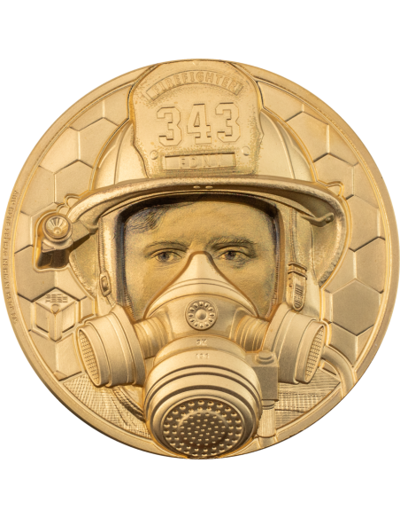 FIREFIGHTER Real Heroes 1 Oz Gold Coin 250$ Cook Islands 2021 - Coins & More - Îles Cook