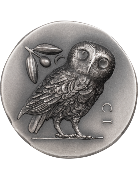 OWL OF ATHENA 1 Oz Silver Coin 5$ Cook Islands 2021 - Coins & More - Islas Cook