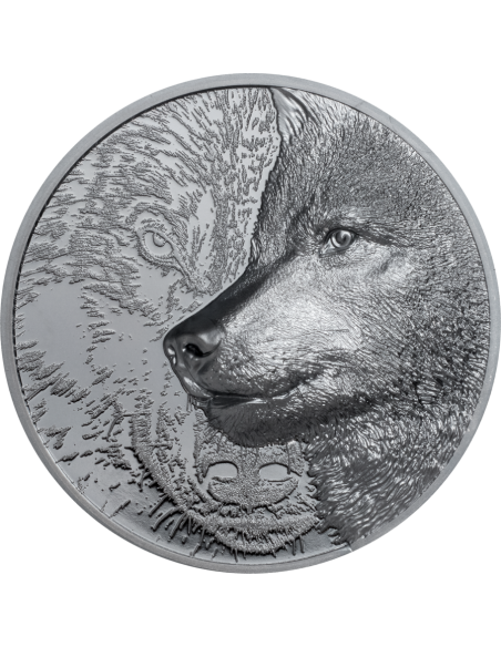 MYSTIC WOLF Black Proof 2 Oz Silver Coin 1000 Togrog Mongolia 2021 - Coins & More - Mongolie