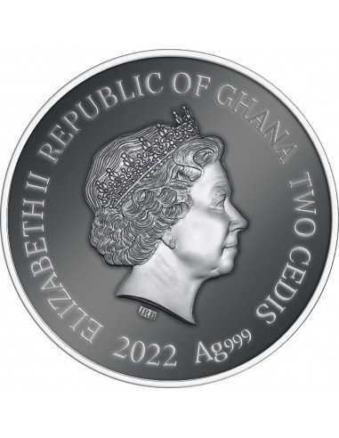 YEAR OF THE TIGER Lunar Year 1/2 Oz Silver Proof Coin 2 Cedis Ghana 2022 - Coins & More - Africa