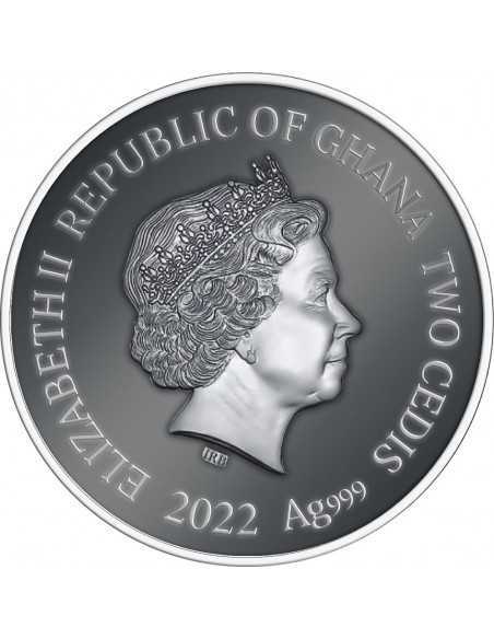 YEAR OF THE TIGER Lunar Year 1/2 Oz Silver Proof Coin 2 Cedis Ghana 2022 - Coins & More - Africa