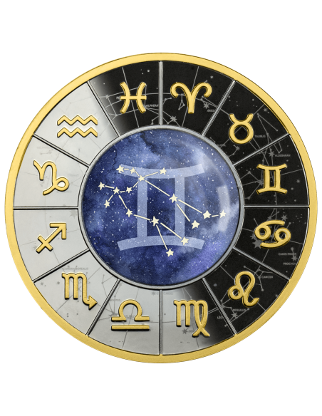 GEMINI Zodiac Signs Silver Coin 500 Francs Cameroon 2023