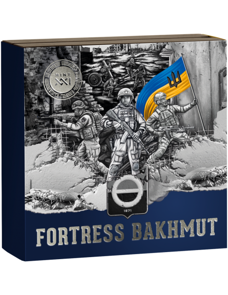 FORTRESS BAKHMUT Land Of Freedom Ukraine 2 Oz Silver Coin 10 Cedis Ghana 2023 - Coins & More - Ghana