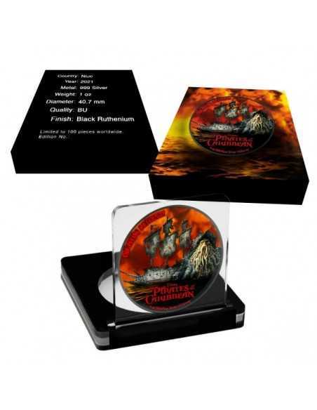THE FLYING DUTCHMAN Pirates of the Caribbean 1 Oz Silver & Ruthenium Colorized Coin 2$ Niue 2021 - Coins & More - Niue