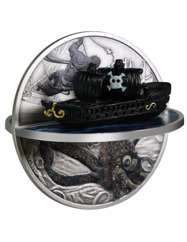 PIRATE SHIP 3D 2 Oz 3D Silver Coin 5$ Niue 2023 - Coins & More - Niue