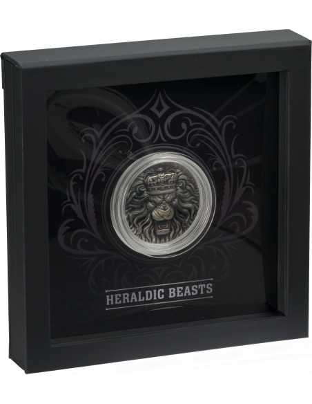 LION Heraldic Beasts 5 oz Silver Coin 5 Pound Tristan da Cunha 2022 - Coins & More - Oceania