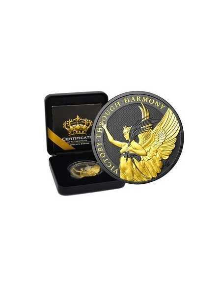 THE QUEEN'S VIRTUES VICTORY - GOLD BLACK EMPIRE 1 Oz Silver Ruthenium & Gold Coin 1$ Dollar St Helena 2021 - Coins & More - A...