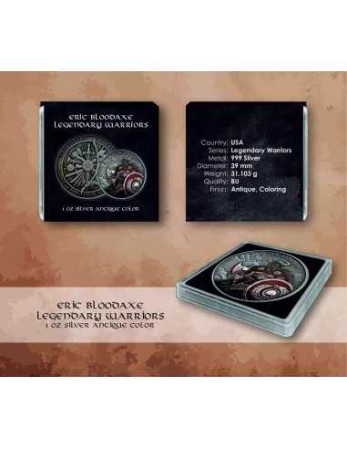 ERIC BLOODAXE Legendary Warriors 1 Oz Silver Medal 2023 - Coins & More - Argento