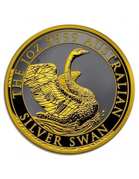 AUSTRALIAN SILVER SWAN 1 Oz Silver Ruthenium & Gold Gilded Coin 1$ Dollar Australia 2020 - Coins & More - Australia