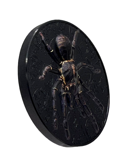 THAI BLACK TARANTULA Dark Nature 3 Oz Silver Coin 20$ Palau 2023