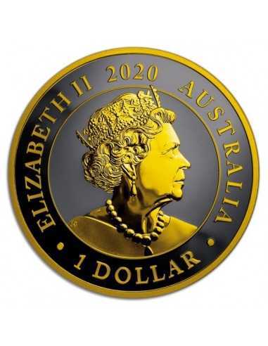 AUSTRALIAN SILVER SWAN 1 Oz Silver Ruthenium & Gold Gilded Coin 1$ Dollar Australia 2020 - Coins & More - Australia
