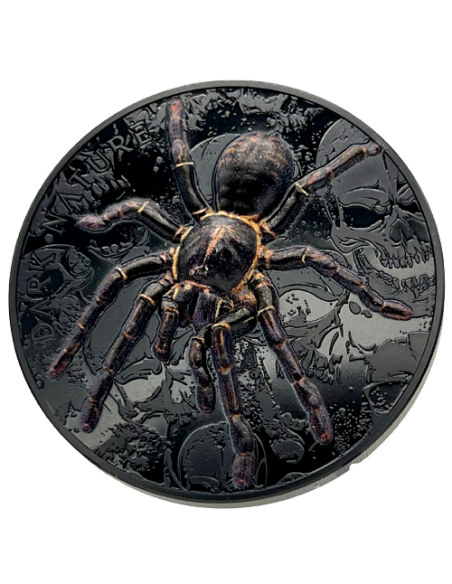 THAI BLACK TARANTULA Dark Nature 3 Oz Silver Coin 20$ Palau 2023