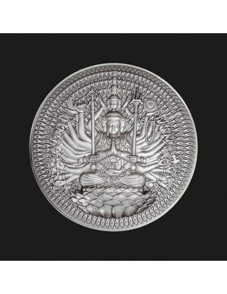 GUAN YIN Thousand-armed Thousand-eyed Bodhisattva 2 Oz Silver & 16.9 Oz Copper Coin 10000 CFA Francs Tchad 2024 - Coins & Mor...