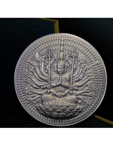 GUAN YIN Thousand-armed Thousand-eyed Bodhisattva 2 Oz Silver & 16.9 Oz Copper Coin 10000 CFA Francs Tchad 2024 - Coins & Mor...
