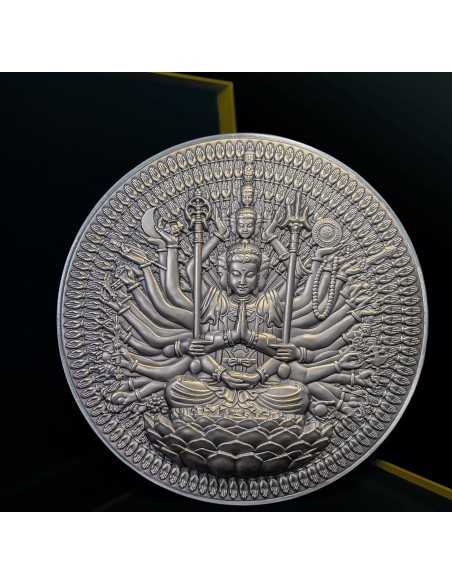 GUAN YIN Thousand-armed Thousand-eyed Bodhisattva 2 Oz Silver & 16.9 Oz Copper Coin 10000 CFA Francs Tchad 2024 - Coins & Mor...