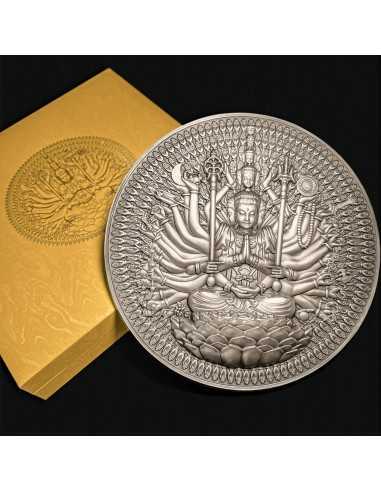 GUAN YIN Thousand-armed Thousand-eyed Bodhisattva 2 Oz Silver & 16.9 Oz Copper Coin 10000 CFA Francs Tchad 2024 - Coins & Mor...