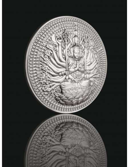 GUAN YIN Thousand-armed Thousand-eyed Bodhisattva 2 Oz Silver & 16.9 Oz Copper Coin 10000 CFA Francs Tchad 2024 - Coins & Mor...