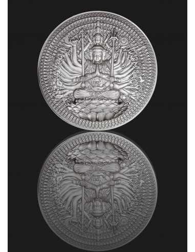 GUAN YIN Thousand-armed Thousand-eyed Bodhisattva 2 Oz Silver & 16.9 Oz Copper Coin 10000 CFA Francs Tchad 2024 - Coins & Mor...