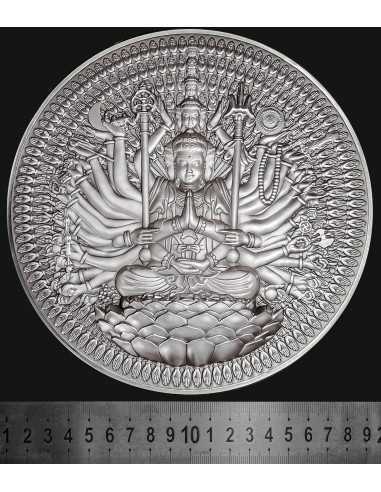 GUAN YIN Thousand-armed Thousand-eyed Bodhisattva 2 Oz Silver & 16.9 Oz Copper Coin 10000 CFA Francs Tchad 2024 - Coins & Mor...