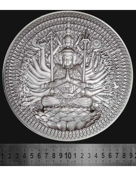 GUAN YIN Thousand-armed Thousand-eyed Bodhisattva 2 Oz Silver & 16.9 Oz Copper Coin 10000 CFA Francs Tchad 2024 - Coins & Mor...