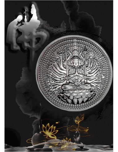 GUAN YIN Thousand-armed Thousand-eyed Bodhisattva 2 Oz Silver & 16.9 Oz Copper Coin 10000 CFA Francs Tchad 2024 - Coins & Mor...