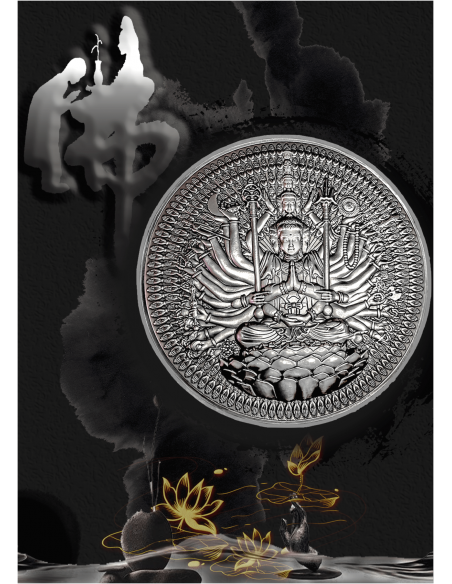 GUAN YIN Thousand-armed Thousand-eyed Bodhisattva 2 Oz Silver & 16.9 Oz Copper Coin 10000 CFA Francs Tchad 2024 - Coins & Mor...