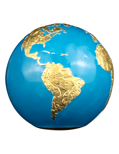 BLUE MARBLE Gold Gilded & Glow in the Dark Spherical 3 Oz Silver Coin 5$ Barbados 2023 - Coins & More - Barbade