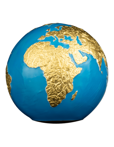 BLUE MARBLE Gold Gilded & Glow in the Dark Spherical 3 Oz Silver Coin 5$ Barbados 2023 - Coins & More - Barbade