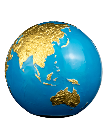 BLUE MARBLE Gold Gilded & Glow in the Dark Spherical 3 Oz Silver Coin 5$ Barbados 2023 - Coins & More - Barbade