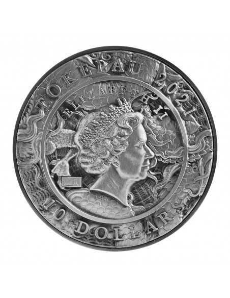 CHINESE DRAGON & OX 2 Oz Silver Coin 10$ Dollars Tokelau 2021 - Coins & More - Tokelau