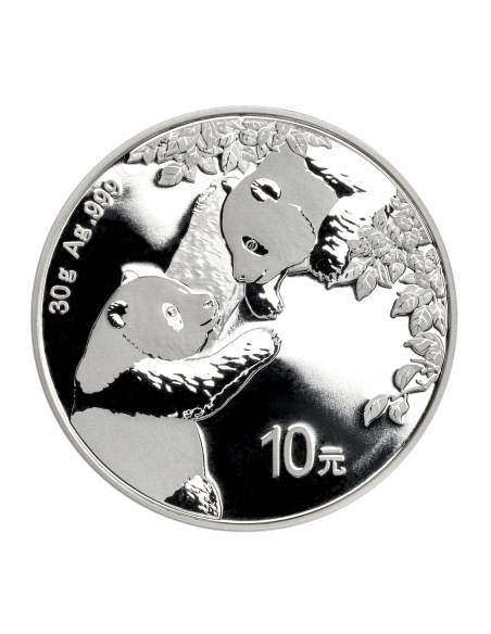 CHINESE PANDA 40th Anniversary Silver Set Coin 2 + 30g Bar China 2023 - Coins & More - Messico