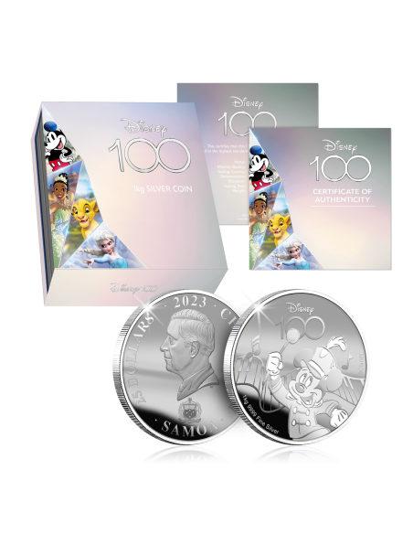 MICKEY MOUSE Disney 100 Magical Years 1 Kg Silver Coin 25$ Samoa 2023 - Coins & More - Samoa