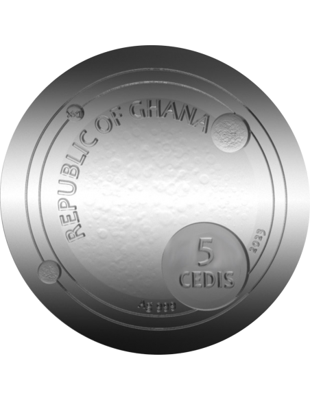 SPACE CUBE Campo del Cielo 2 Oz Silver Coin 5 Cedis Ghana 2023 - Coins & More - Ghana